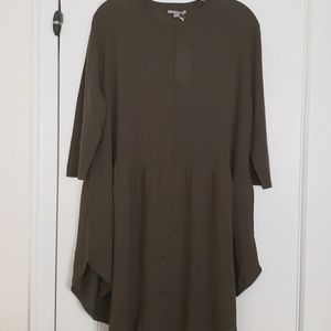 COS khaki green merino wool flounce tunic dress Size M